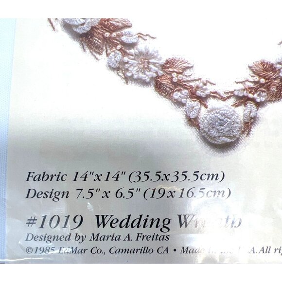 Edmar Brazilian Embroidery Kit #1019 Wedding Wreath 14"x14" Fabric 7.5"x6.5" Des - Picture 4 of 5